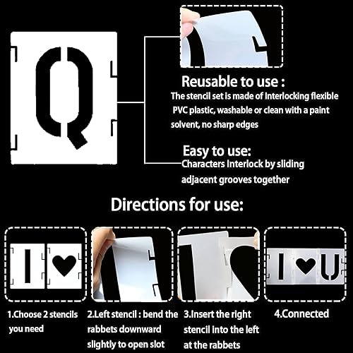 Miniatura 3 de 42 plantillas de letras para pintar en madera, plantillas de números de símbolos, plantillas reutilizables del alfabeto, kit de plantillas