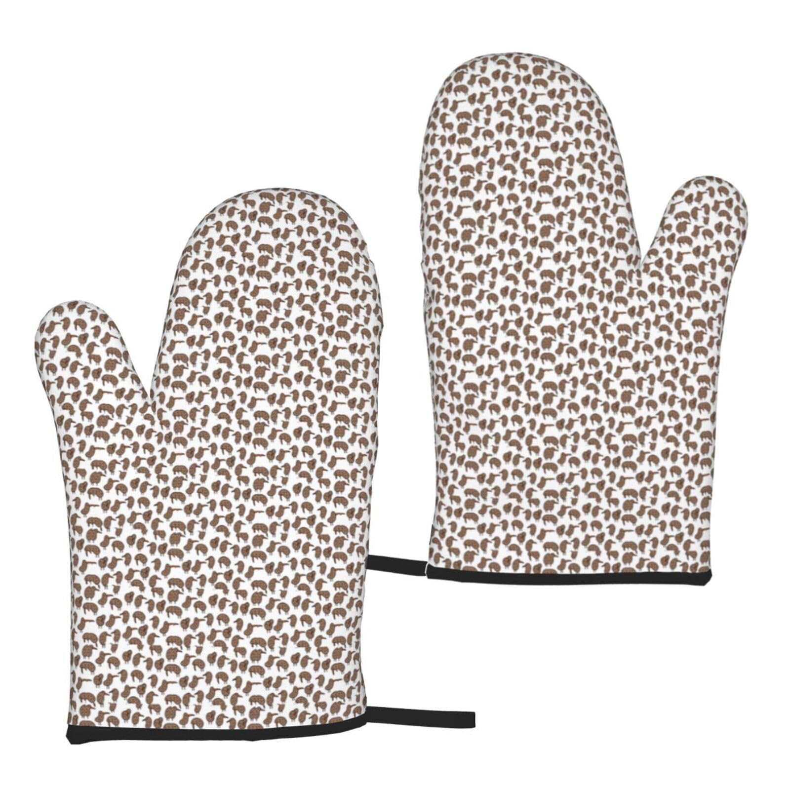 Kiwi Birds Cute Print Heat Resistant Universal Fit Oven Microwave Gloves Home Cooking Baking Grilling