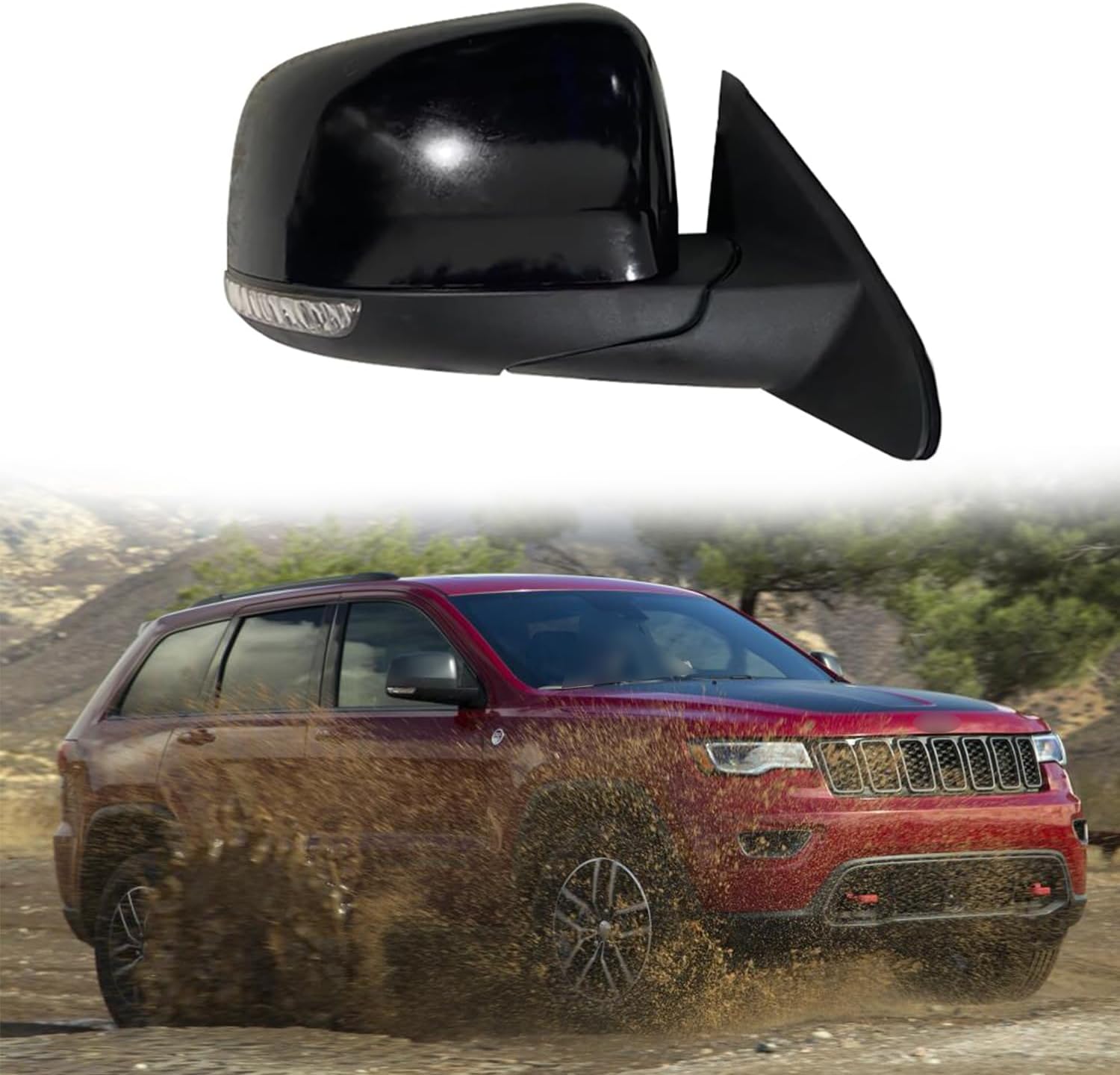 Driver Side Mirror Replacement Fit for 2013-2019 Jeep Grand Cherokee Side Mirror Assembly Side Door Mirrors Rear View Mirrors Accessories Electric Folding, Heating, Turn Light