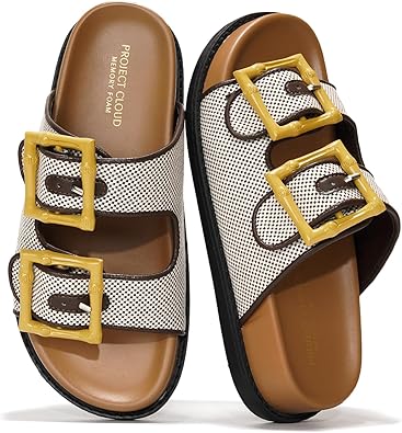Project Cloud Platform Summer Sandals for Women 2025 - Comfortable and Adjustable Straps Summer Slides with Memory Foam Insole - Non-Slip Casual Womens Sandals