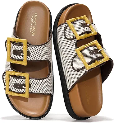 Project Cloud Platform Summer Sandals for Women 2025 - Comfortable and Adjustable Straps Summer Slides with Memory Foam Insole - Non-Slip Casual Womens Sandals