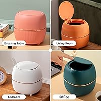 Vista 7 de Mini bote de basura moderno con tapa, papelera de escritorio, papelera de plástico para oficina, cesta de basura de plástico para encimera, tipo