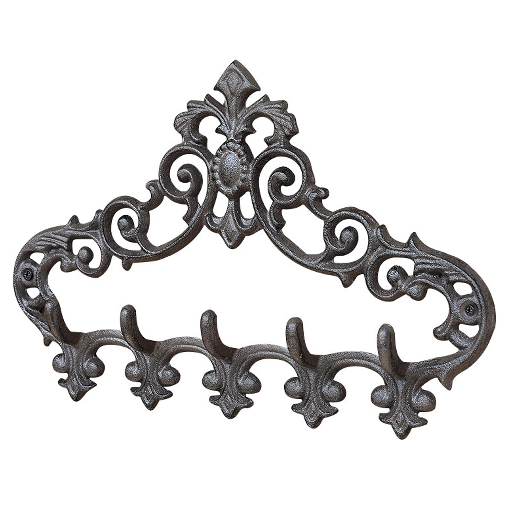 Yeaxxsqy Decorative Wall Hooks, 5-Hook: Vintage Coat Rack, Decorative Wall Hooks - Rustic Cast Iron Key Holder Mount, Black