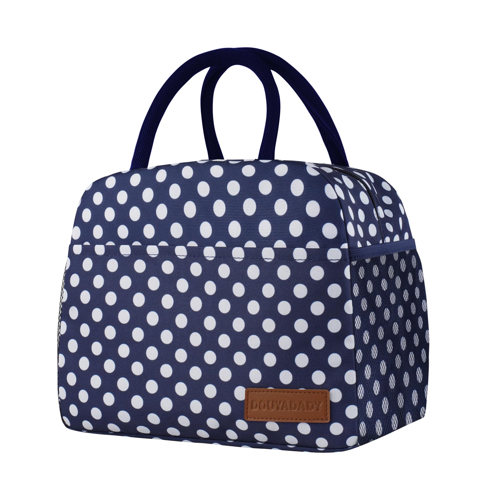 Lunch Bag Women/Men Lunch Box Women/Men (Blue+White dots)