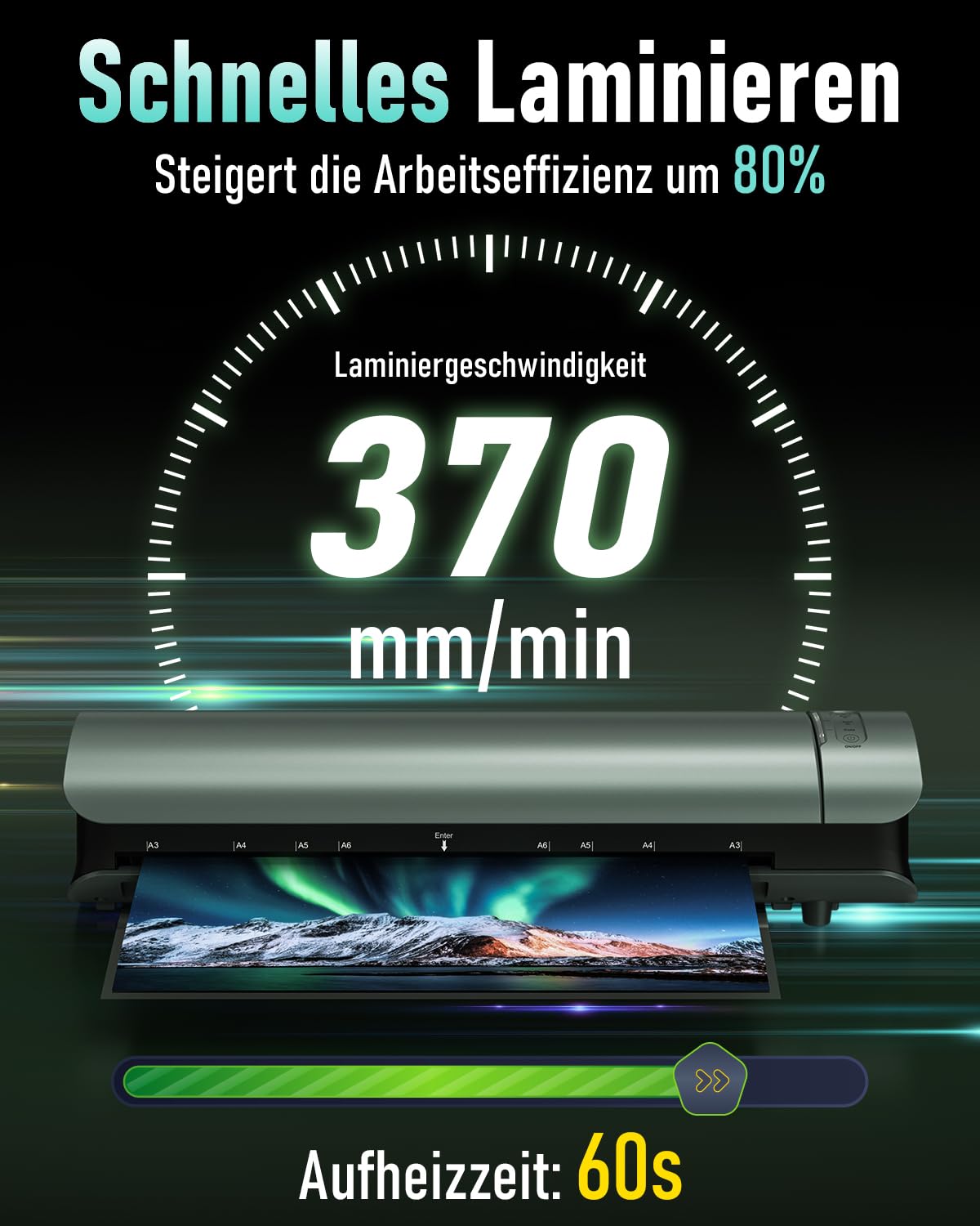 Qfun Laminiergerät A3 mit Laminierfolien 30 Stück für A3 A4 A5 A6, 9 in 1 Schnell Aufwärmen Laminiermaschinen Set Heiß und Kalt mit Papierschneider und Eckenabrunder für Schule Zuhause Büro, 80-125mic