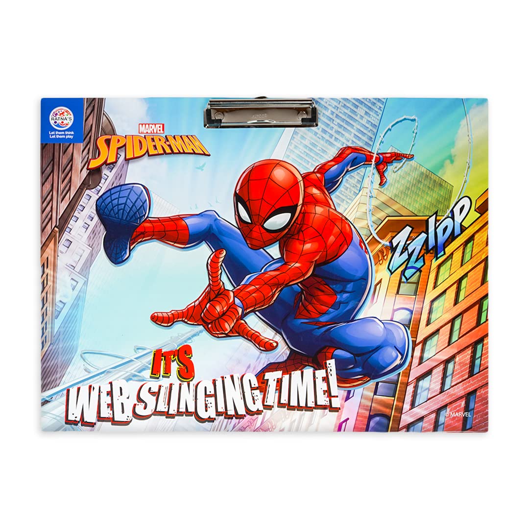 Ratna's Marvel 2in1 Smart Drawing Board Spiderman Theme | Size (14 x 18.5 inch) Clipboard/Exam Pad/Writing Pad for Kids, Students