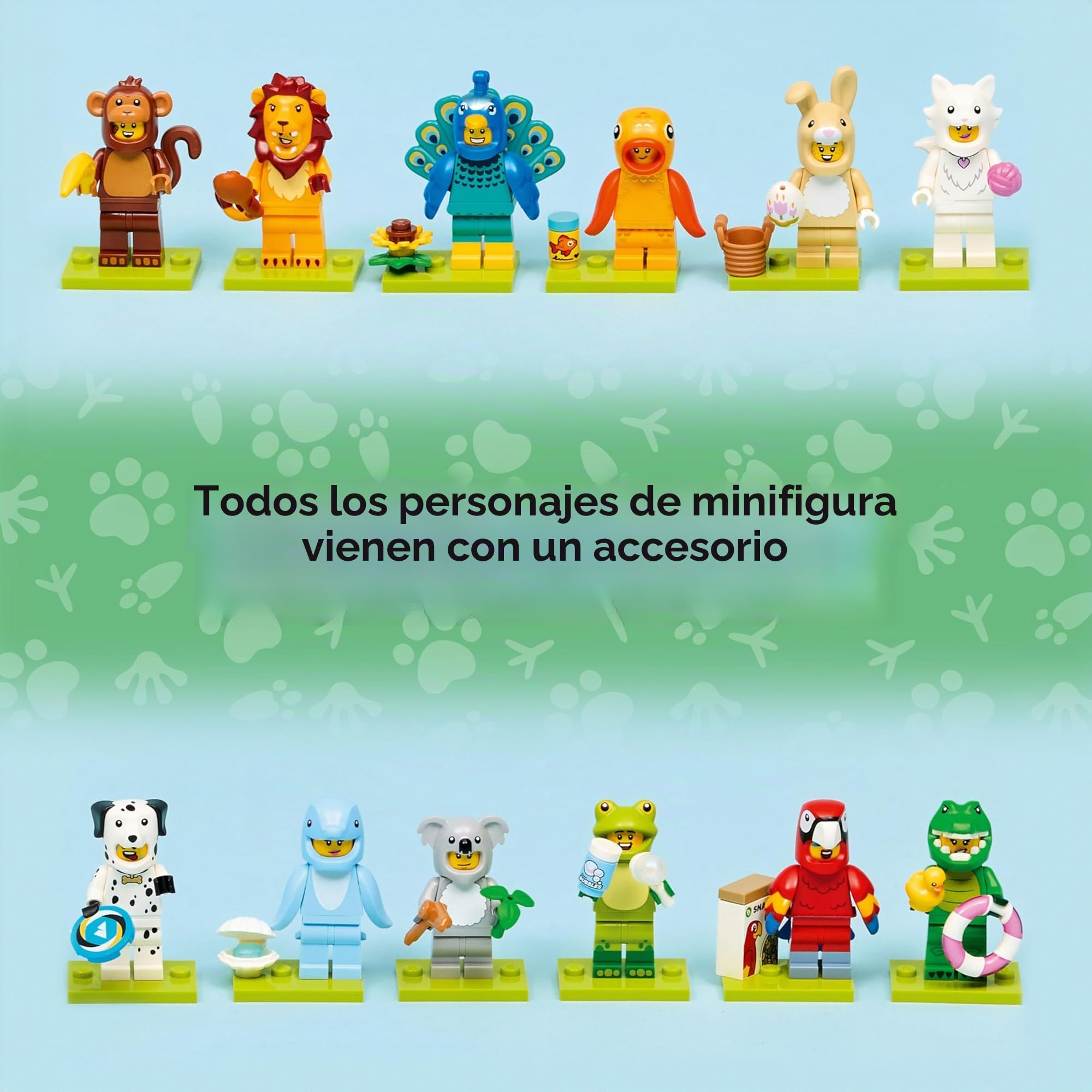 Lego Minifiguras Serie 28 con 12 figuras: juego completo de minifiguras Lego serie 71051 animales (incluye azulejos impresos)