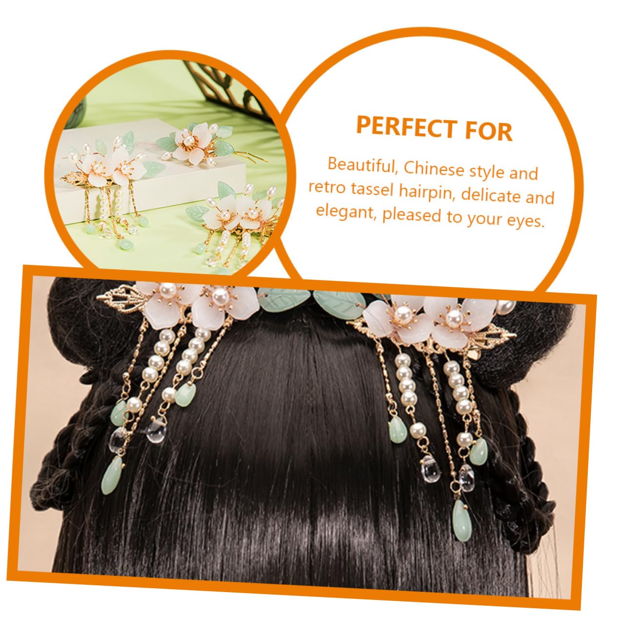 FRCOLOR 5 Paare Antiker Paarclip Blumen Haarnadeln Haarspangen für Damen hochzeitshaar schmuck wedding hair accessories Tiara Haarklammer Haarschmuck für Frauen Retro-Quasten-Haarnadeln
