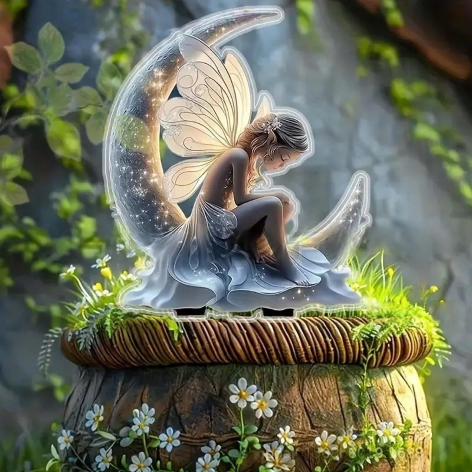 Photo 1 of Acrylic 2D Moonlight Fairy Garden Stakes - for Courtyard, Lawn, Patio, Indoor Potted Plants & Bonsai | Ideal Indoor/Outdoor Garden Accessory