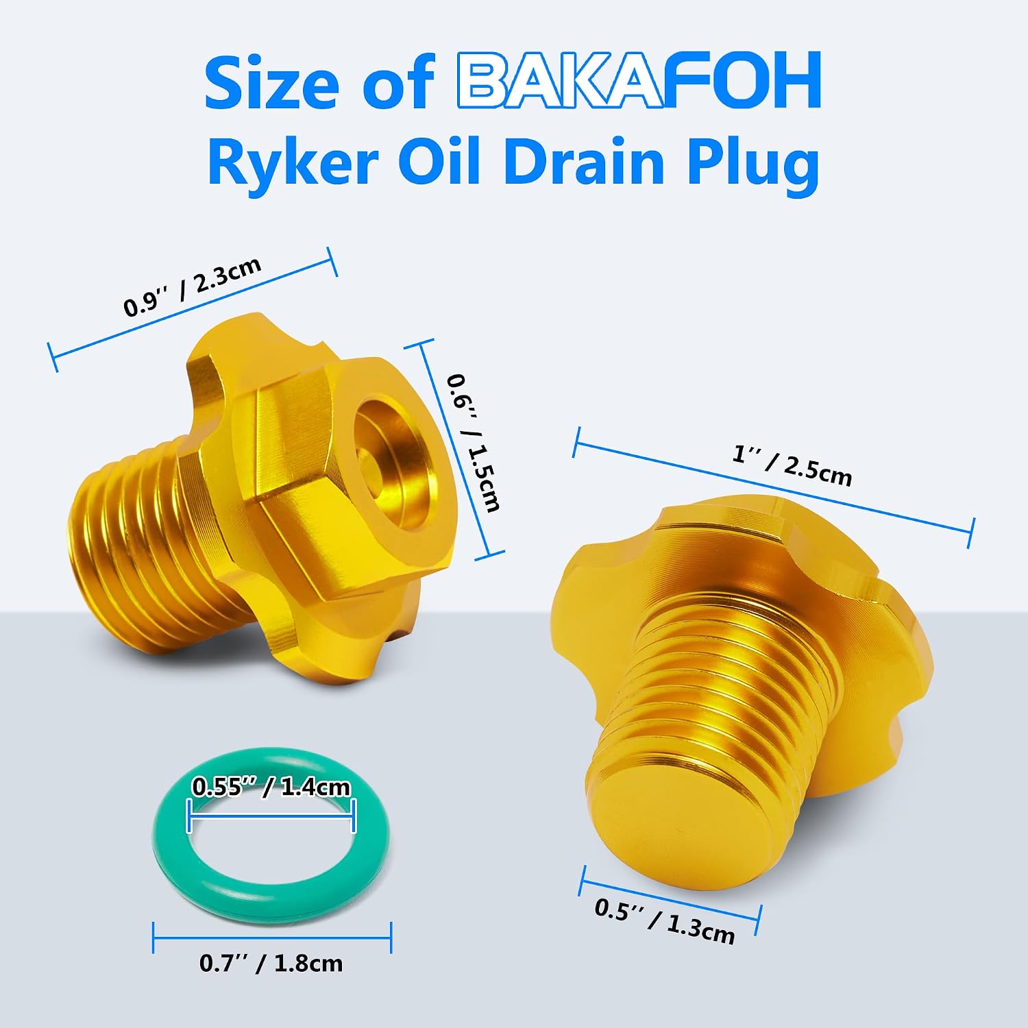 Aluminum Engine Transmission Oil Drain Plug Bolt w/Anti-Slip Rubber Ring for Can Am Ryker 600 900/Rally Edition/Sport 2019+ Models Accessories(Golden Style)