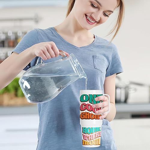 Miniatura 6 de XccMe Vaso de sublimación de 30 onzas en blanco con asa, paquete de 4 vasos de viaje de acero inoxidable con tapa a prueba de fugas y popote