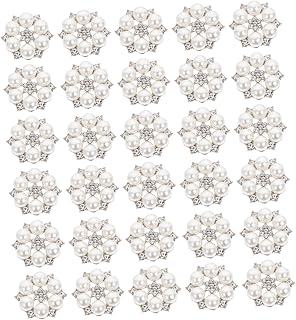 TEHAUX 30 Pçs Pérola Flor Pingente De Coração Joias Delicadas Strass Para Roupas Enfeite De Flor De Strass Pulseira De Pérola Pingente De Cristal Botões De Strass Botões De Strass Pérola