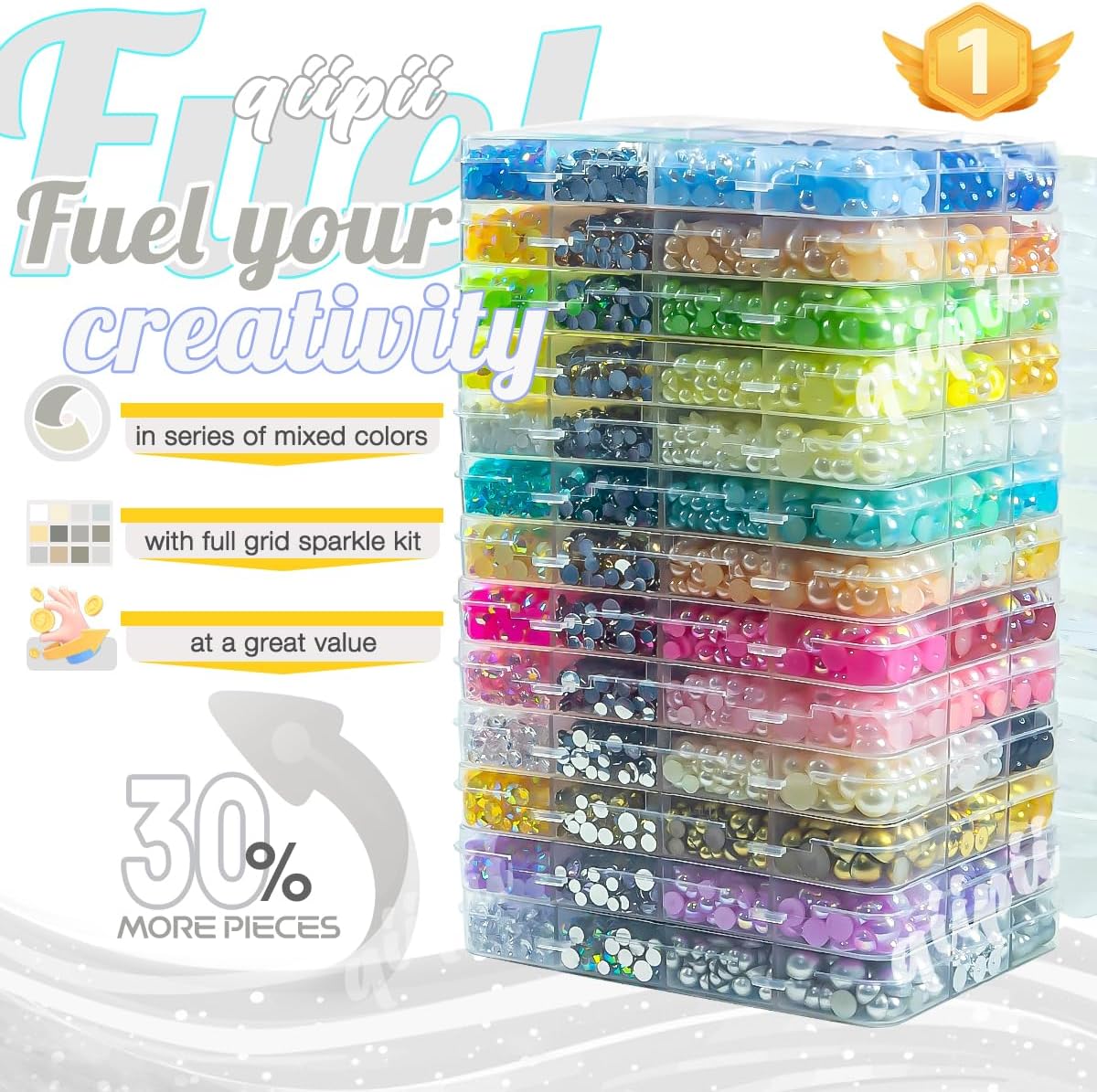 White 3mm-8mm Flatback Pearls and Rhinestones for Bedazzling Crafting Half Pearls Resin Stones Diamonds Crystal Gems for Nails Face Eyes Makeup Tumblers Bottles Crafts Grad Cap Shoes Scrapbook - Image 3