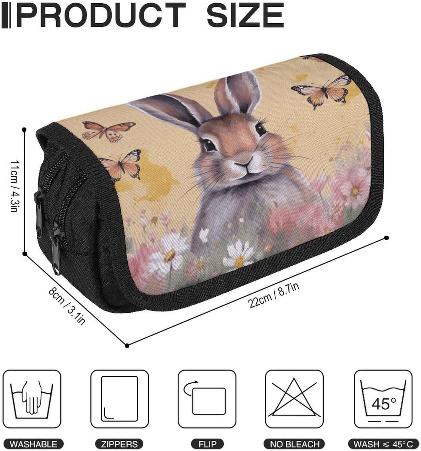 Rabbit And Butterfly Pencil Case Big Capacity Pencil Pouch image 2