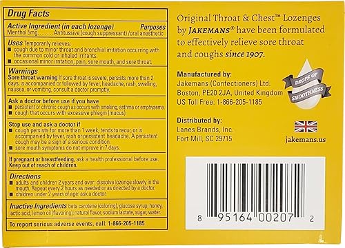 Miniatura 10 de Jakemans Pastillas para la tos de cereza para la garganta y el pecho, alivio calmante para la tos, el dolor de garganta y la angustia estacional,