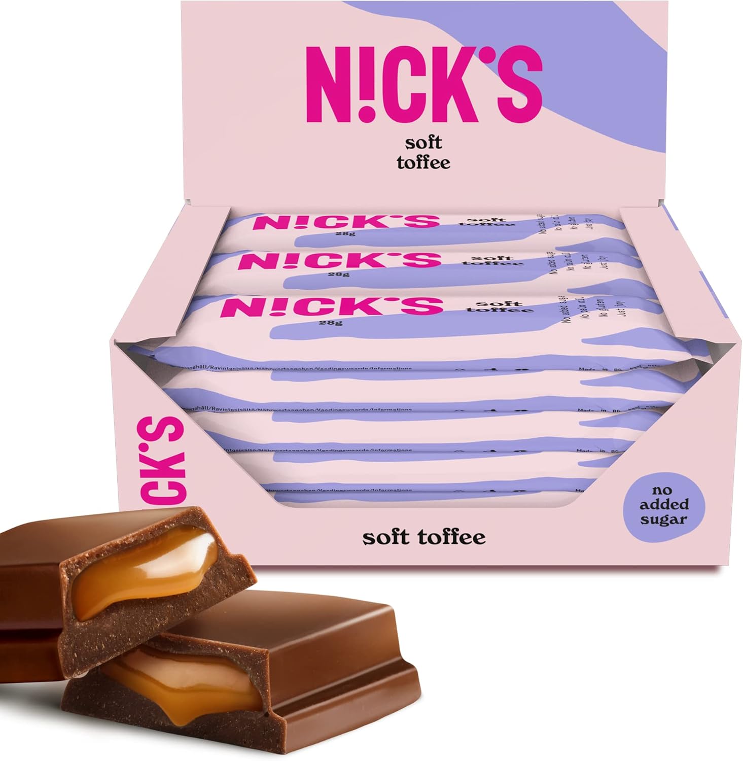 NICKS Barre Keto Soft Toffee, Caramel Fondant enrobé de Chocolat au