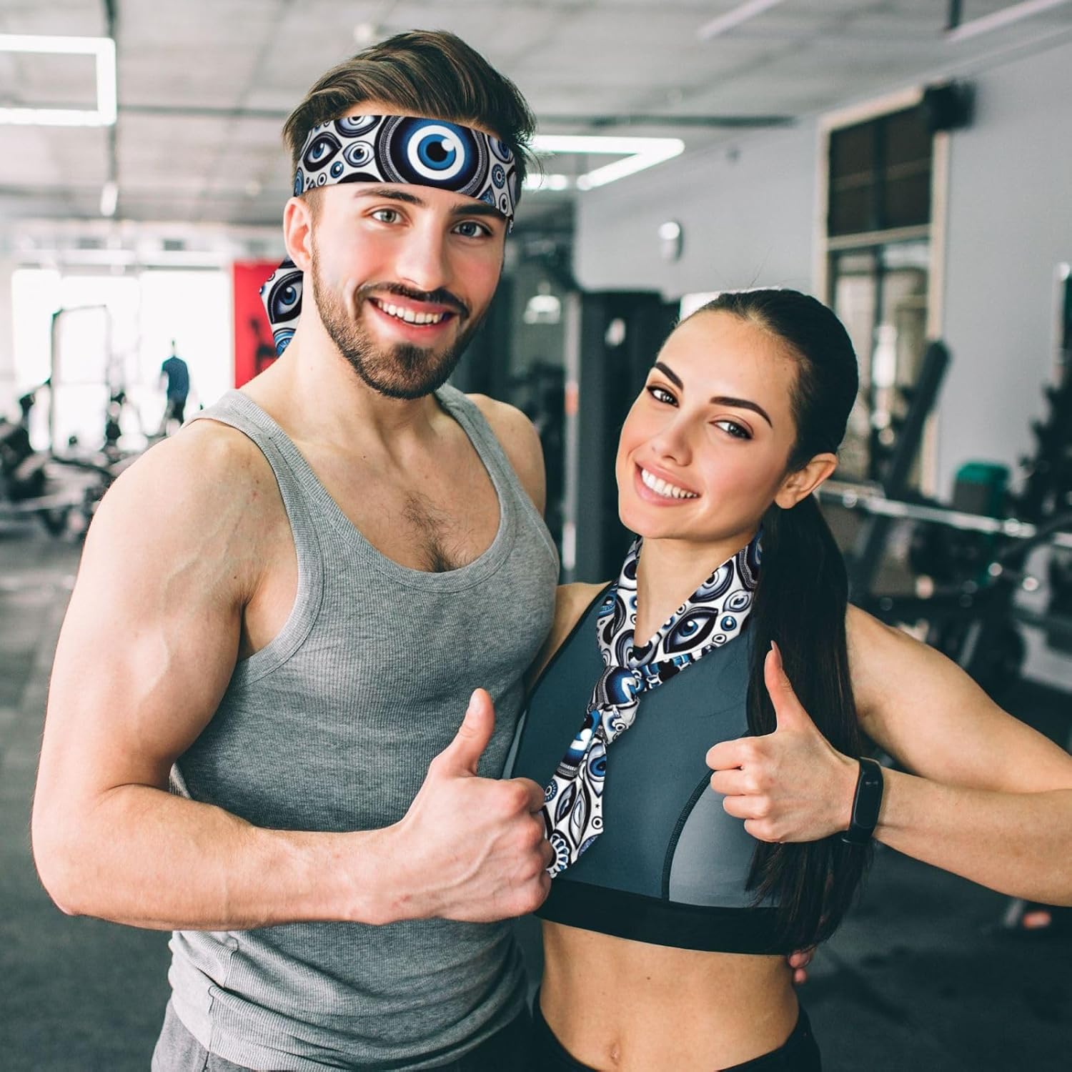 Multifunctional Double-Layer Turkish Evil Eye Sport Headband, Soft Tie Headband Workout Sweatband for Yoga, Running & More - Image 6