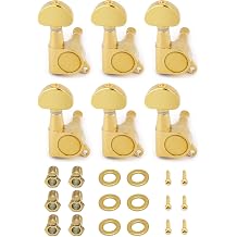 Rubatone Guitar String Tuning Pegs Sealed Guitar Tuning Keys Machine Heads Tuners for Electric Guitar or Acoustic Guitar Parts 6 In Line for Right Handed Half Round Gold.