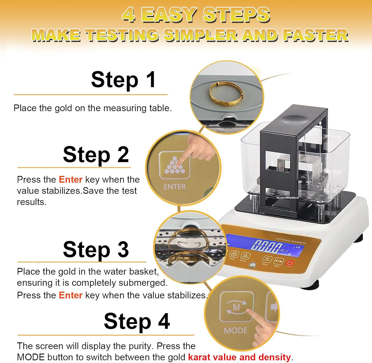 Gold Tester | Precious Metal Authenticity Detector,Purity Density Meter, Gold,Platinum Tester,Accuracy 0.01g/0.001gcm3,Suitable for Jewelry Industry XF-2203K