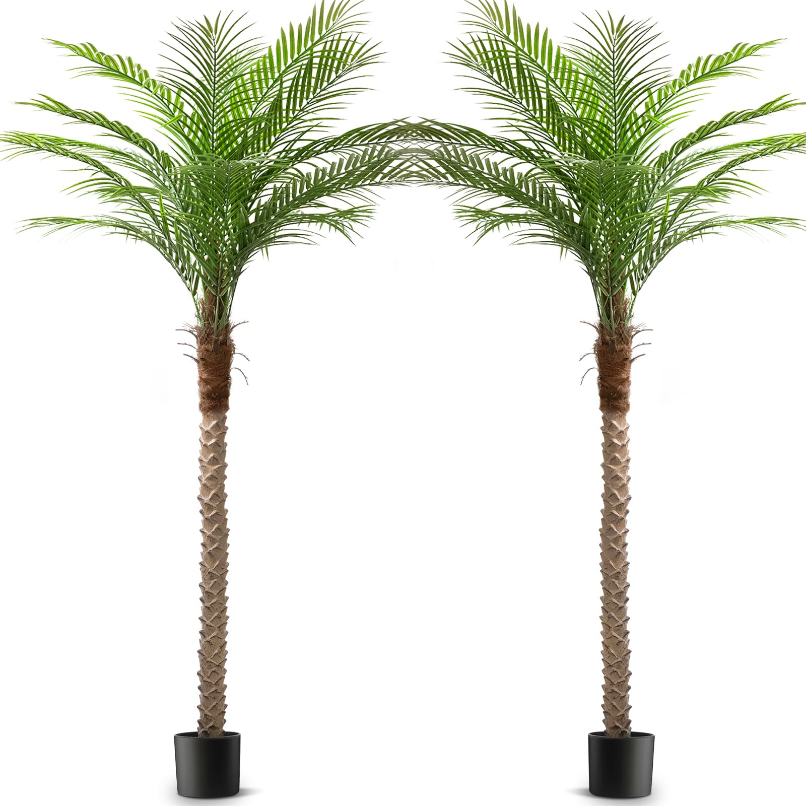 Artificial Phoenix Palm Tree 7ft Tall Outdoor Indoor Decor Fake Plants with 15 Adjustable Leaves, Large Faux Sago Palm Tree for Home Office Living Room Yard Outside Patio Poolside (2, 7ft)