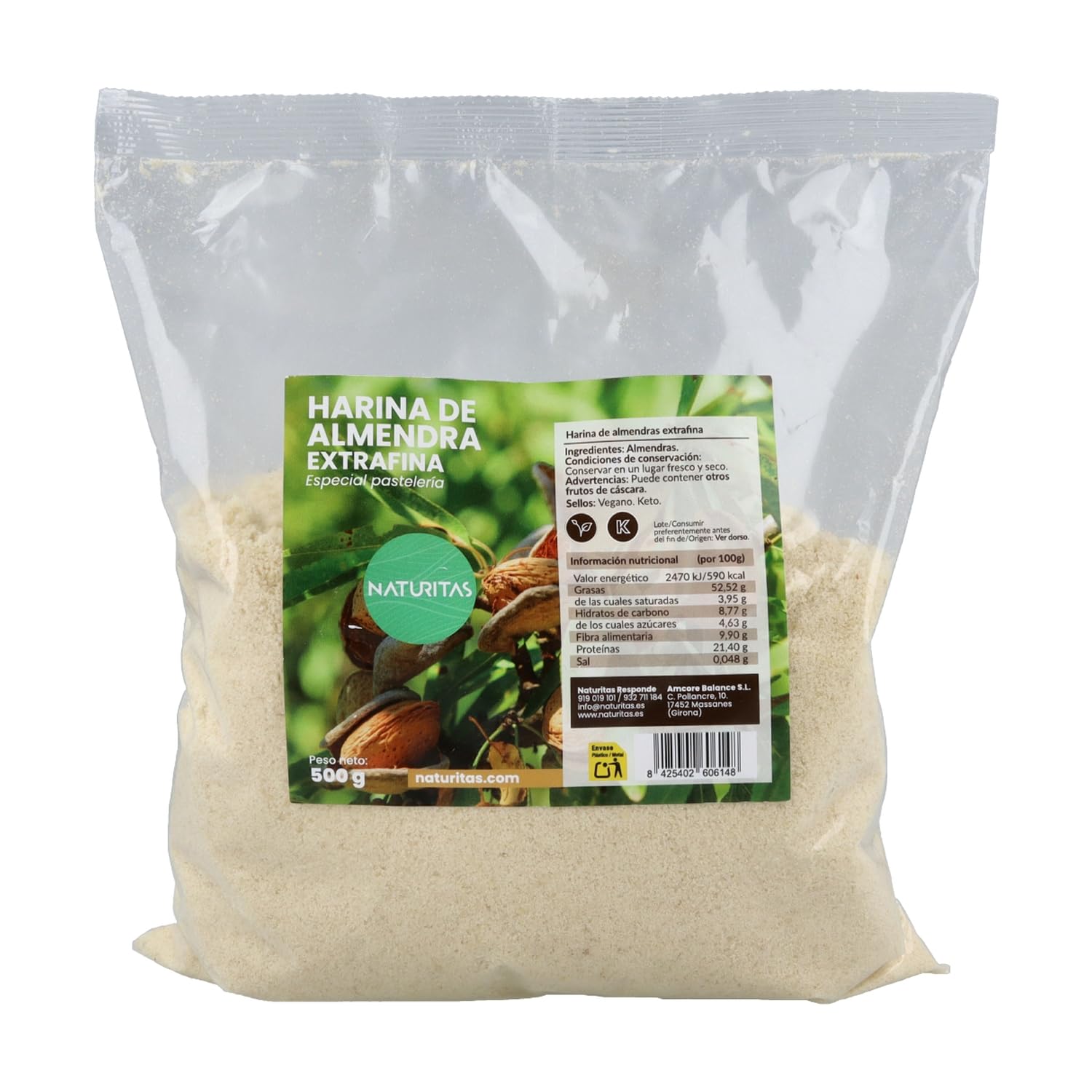 Harina de almendra extrafina BIO | 500 g | Naturitas Essentials | Sin gluten apta keto y vegana | Origen: USA | Harinas