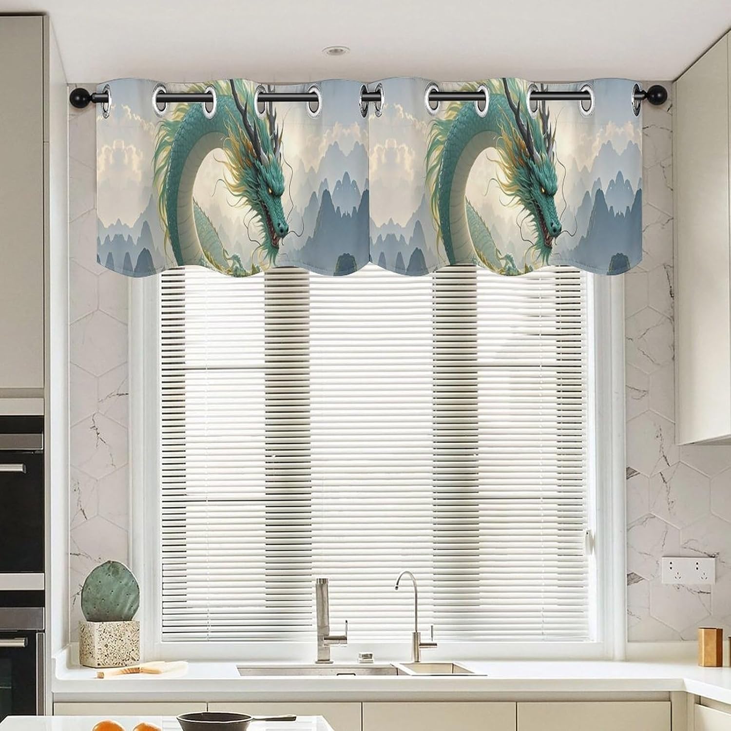 Qinglong Valance for Windows, 2 Pack Kitchen Curtains Modern Home Decor, Soft Blackout Window Curtains for Living Room & Bedroom, 18 X 52 Inch