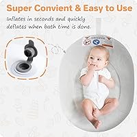 Vista 2 de Bañera inflable para bebé, incluye funda de microfibra 2 en 1, alas desmontables y bolsa de almacenamiento, regalo para recién nacidos de 0 a 6
