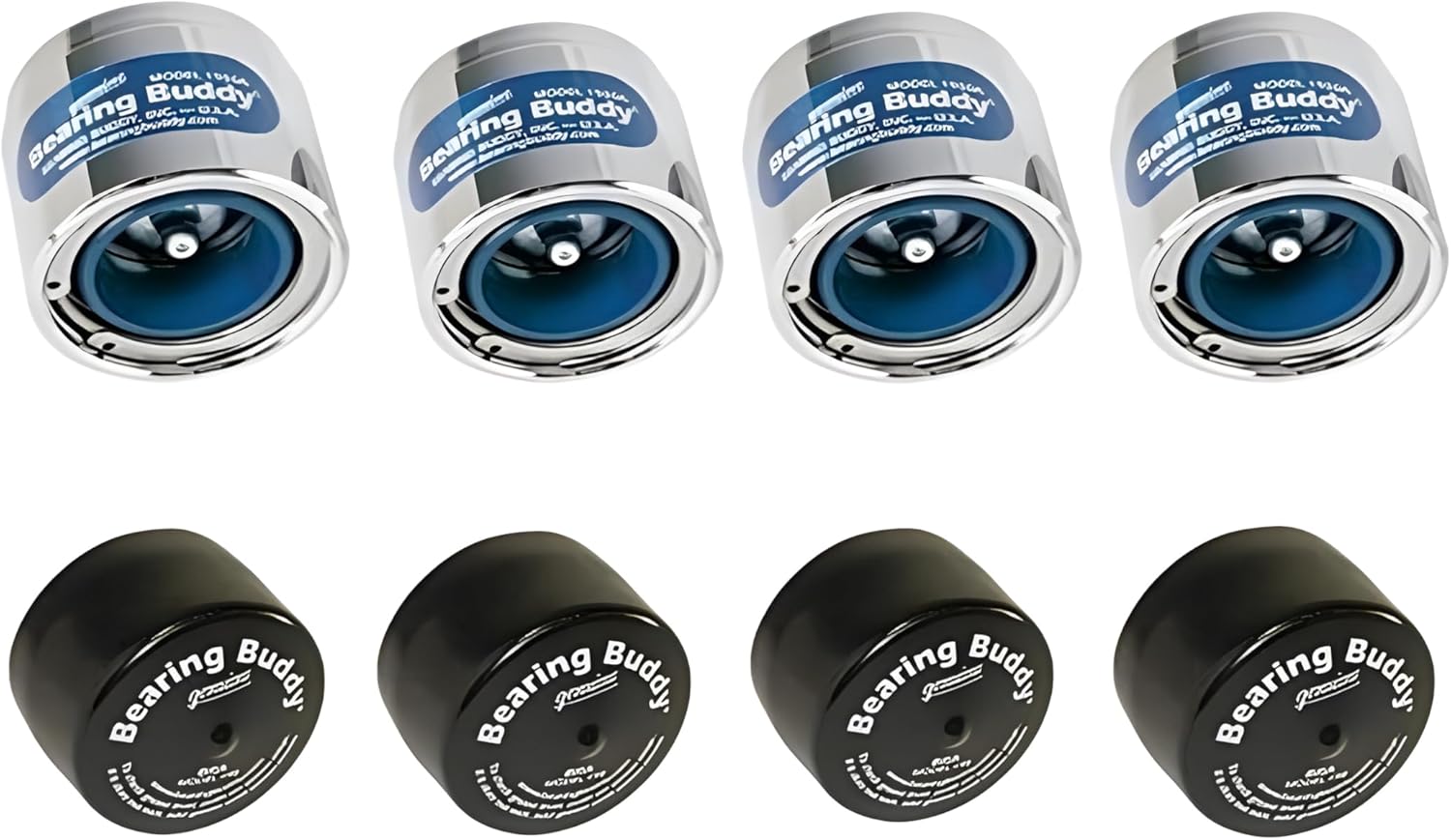 Bearing Buddy 1980A - USA-Made Chrome Plated Bearing Protector w/ 19B Bra & Blue Grease Indicator - Wheel Bearing Protectors for Boats, RVs, & More - Only Fits Hubs w/ 1.980” Inside Diameter (2 Pairs)