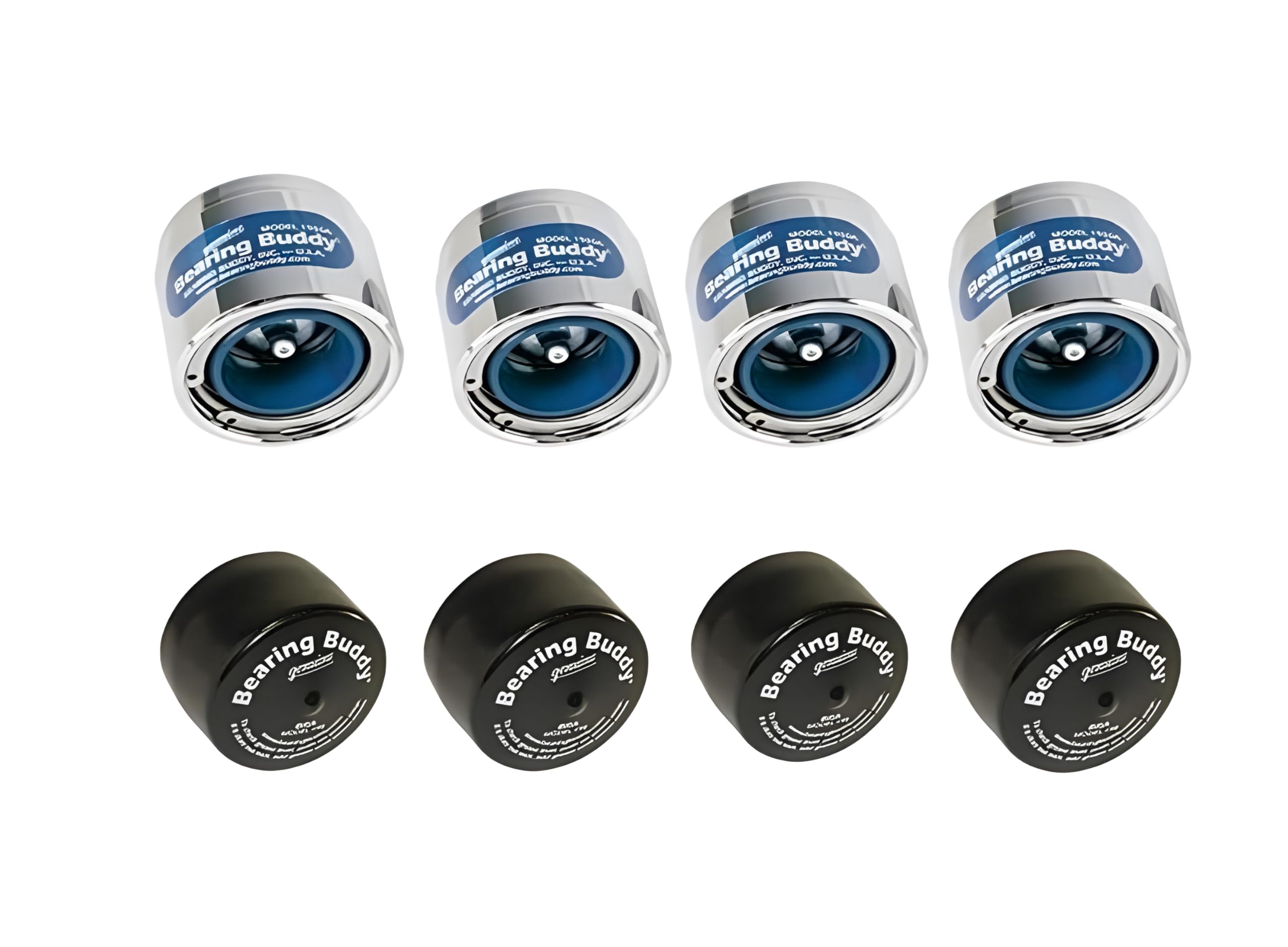 Bearing Buddy 1980A - USA-Made Chrome Plated Bearing Protector w/ 19B Bra & Blue Grease Indicator - Wheel Bearing Protectors for Boats, RVs, & More - Only Fits Hubs w/ 1.980” Inside Diameter (2 Pairs)