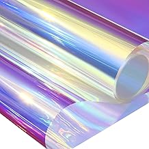WALLTON Window Film Holographic Clear Adhesive Window Cellophane Privacy Rainbow Effect Decorative Sticker for Craft DIY Christmas Party Decor 12x25 inches