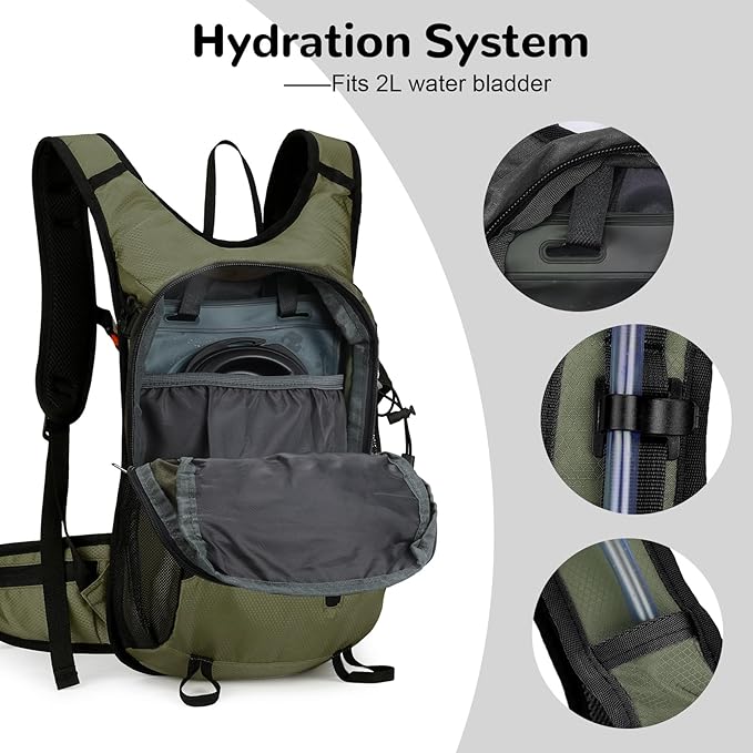 Mochila Ciclismo 15L Impermeable Ligera Portacasco Hombre Mujer Verde miniatura 6