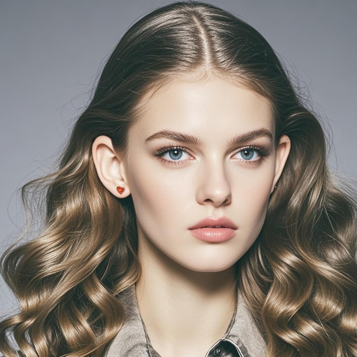 12 Pairs Surgical Stainless Steel Stud Earring Round Heart Star Square Cubic Zirconia Birthstone Stud Earrings Set for Women - Image 5