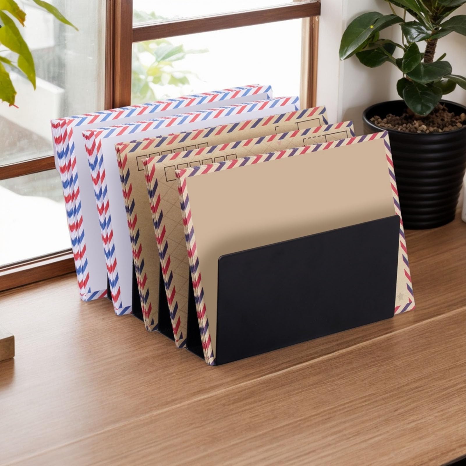 Clasificador de archivos portátil con 5 compartimentos, escritorio de hierro para oficina, escuela y hogar, solución eficiente de almacenamiento y clasificación de documentos