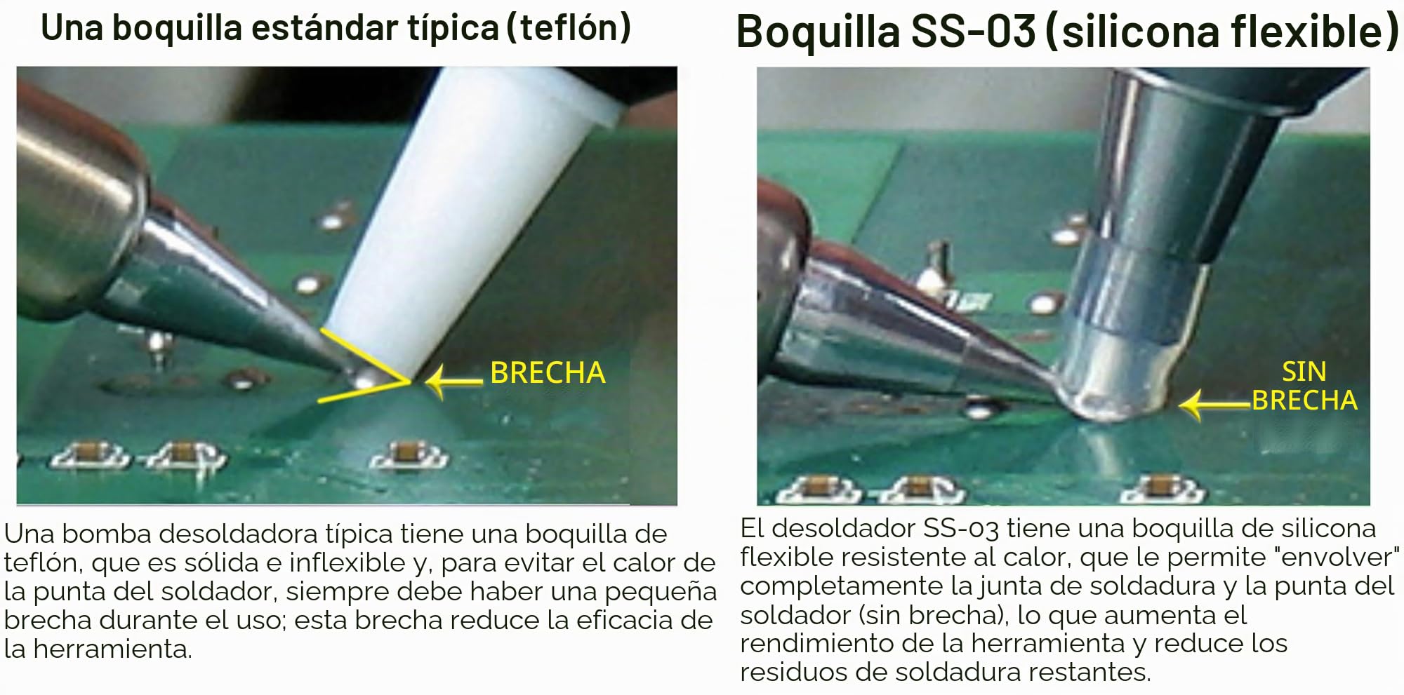 ENGINEER SS-03 Bomba desoldadora con boquilla flexible de silicona