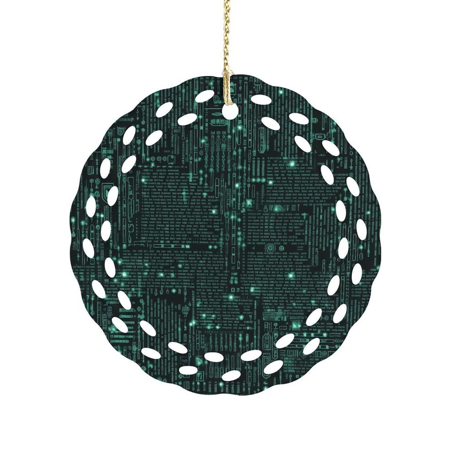 Btcowzrv Style Hacker Ceramic Ornament,Round Ornaments With Hole Easy To Hang,Hanging Ornament For Wedding Party Home Window Garden Christmas Day Decor