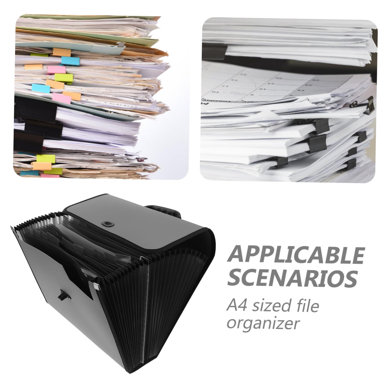 FOMIYES Porta Documenti Espandibile A4 con 26 Tasche in Plastica, Cartella Multi-strato con Maniglia, Chiusura a Fibbia, per Ufficio e Studio