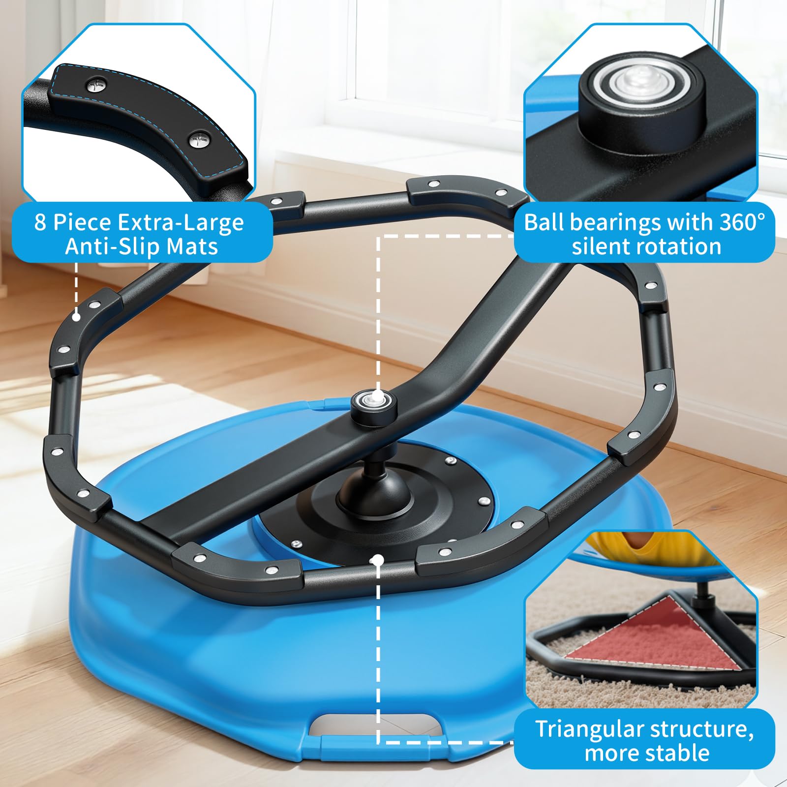 Pandapop Drehstuhl Kinder für Autismus mit Verbessertes Sitzpanel, Sensorik Spielzeug für Autismus und ADHS Hilfsmittel mit Griff, Sensorischer Karussell Drehscheibe 360° Rotation - 5