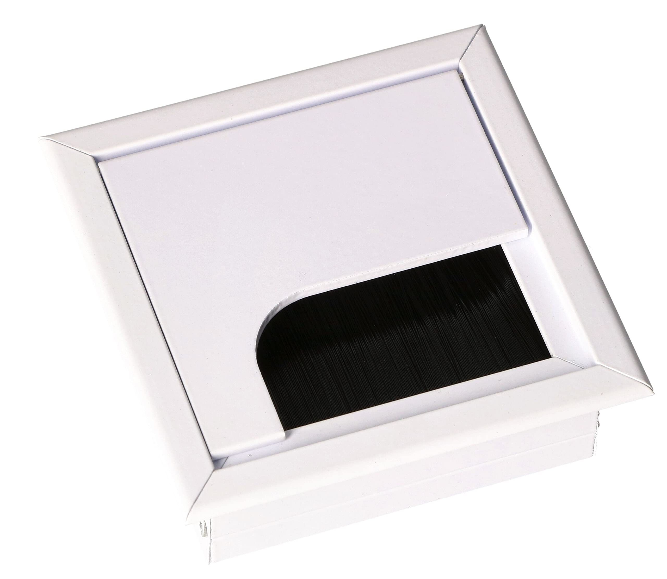 KOTARBAU® 2 x Pasacables de Aluminio 80 x 80 mm, Pasacables para Muebles, Blanco, Pasacables Rectangular de Aluminio para Mesa, Escritorio, Organizador de Cables, Boquilla para Cables con Tapa, 2 uds