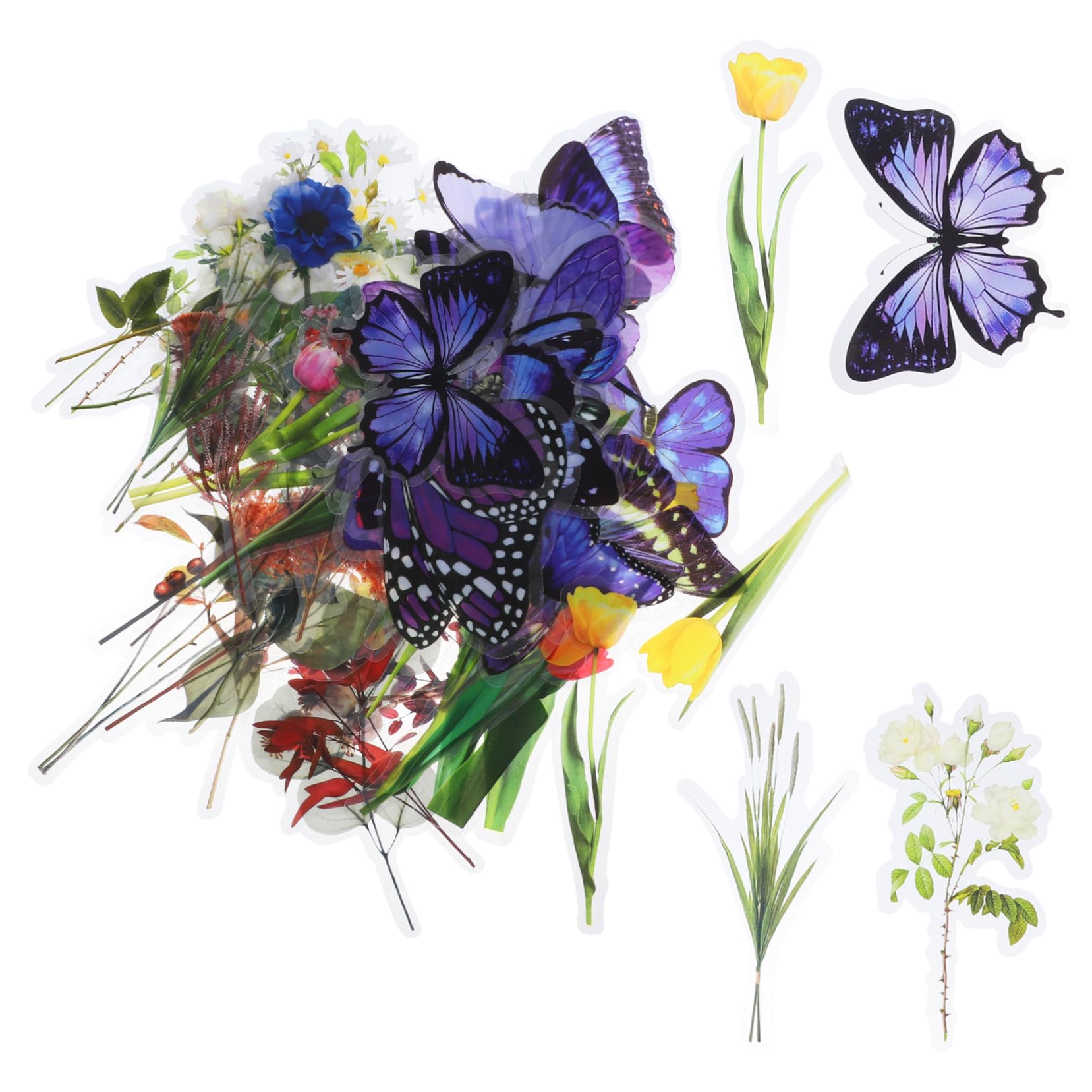 jojofuny 3 Pezzi Adesivi Floreali Estetici per Scrapbooking Pacchi Stickers Retro Impermeabili per Fai da Te per Decorazioni Creative e Personalizzazione Album Fotografici