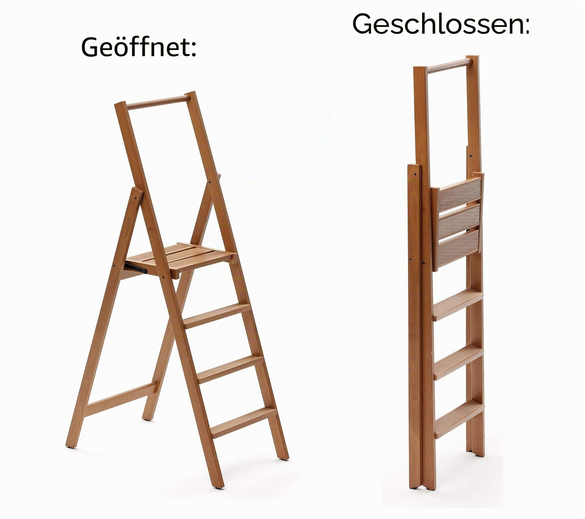 Arredamenti Italia 4-Stufen Leiter KIMORA, Holz - zusammenklappbar - 4 Stufen -Farbe: Kirsche holz "Ar-It il cuore del legno“