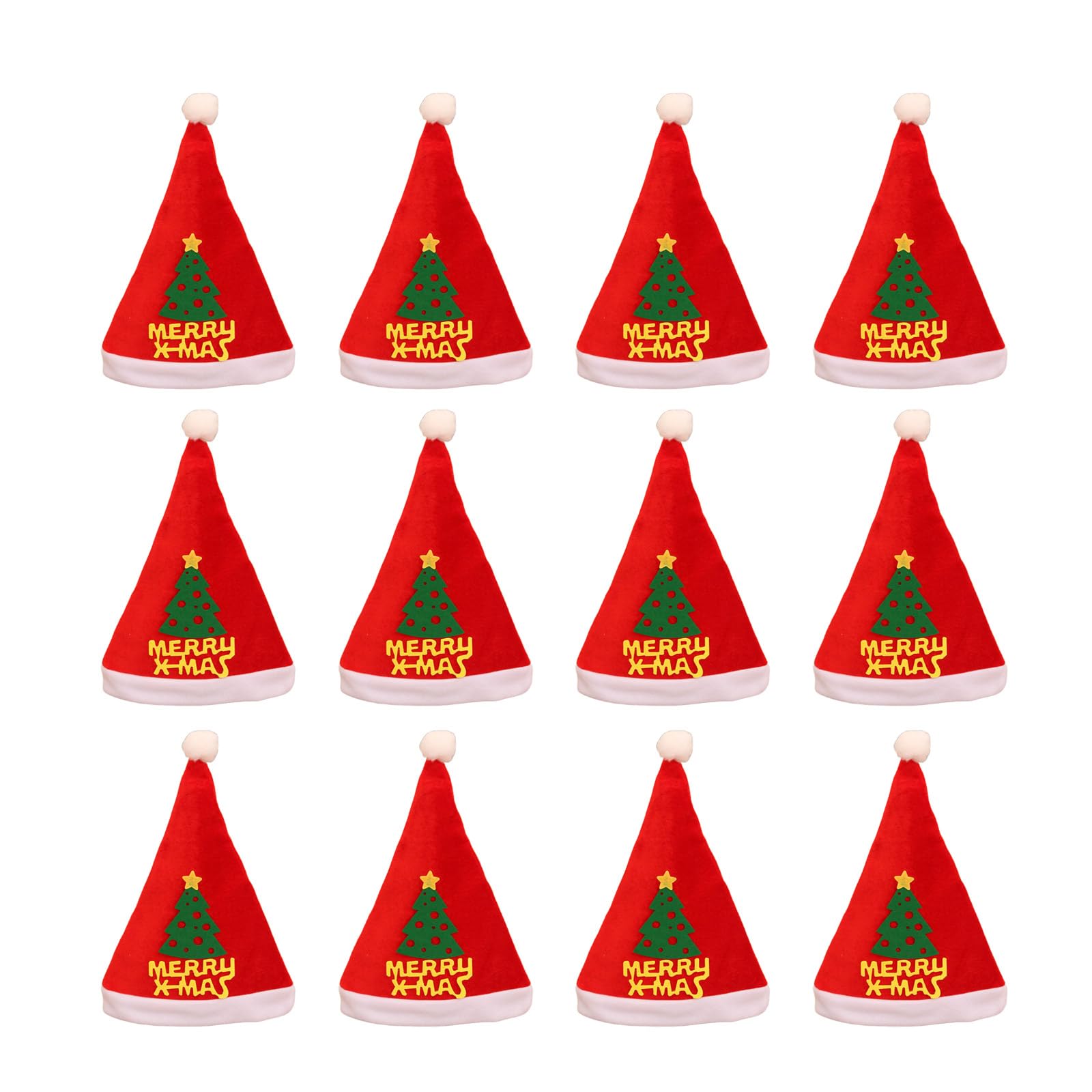 Buxuaaaa Of 12 Festival Santa Hat with White Brims Santa Hat Personalized Christmas Party Costume Accessories Comfortable