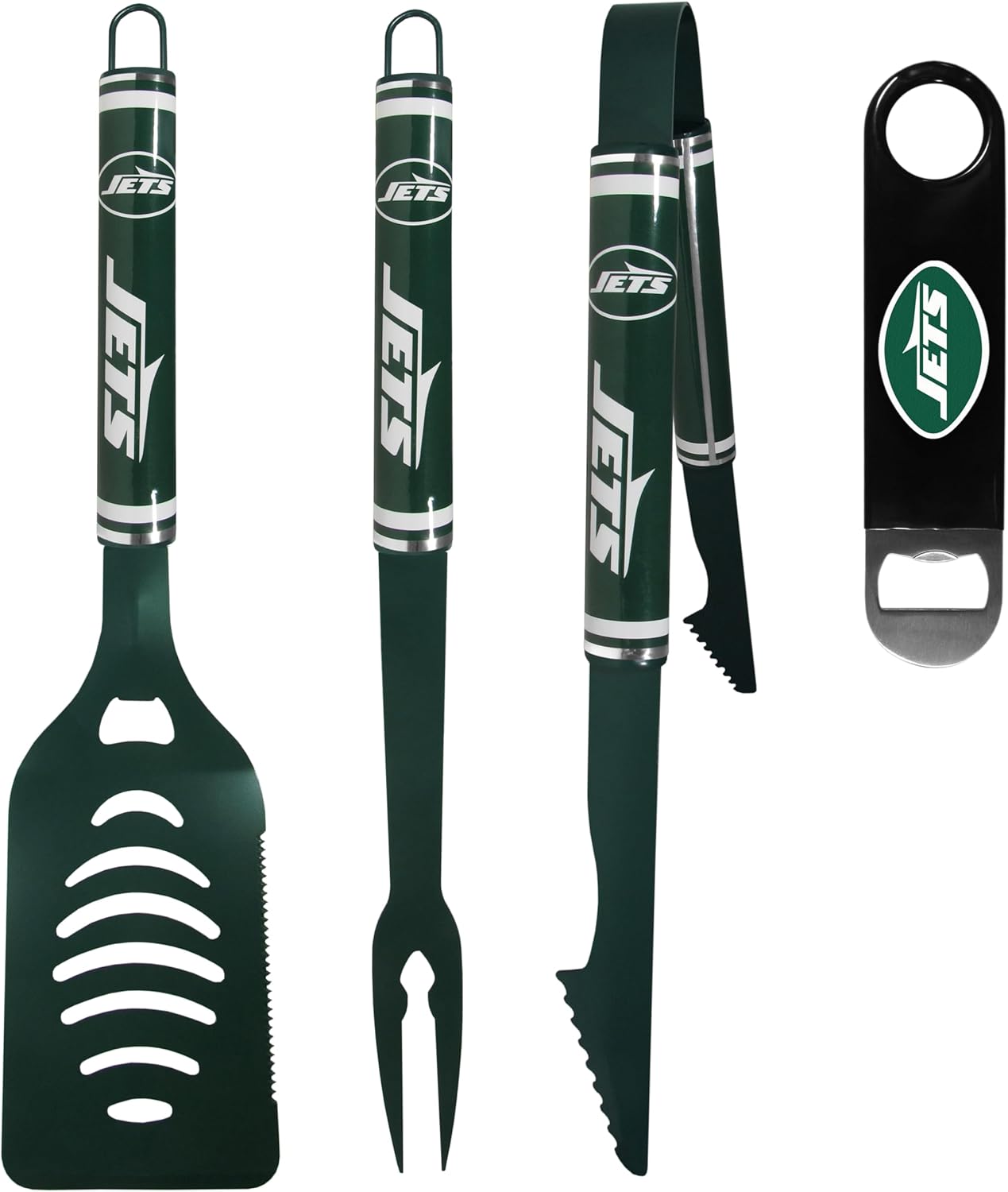 Siskiyou NFL New York Jets 3 pc Logo BBQ Tools w/Bottle Opener, One Size, Team Colors