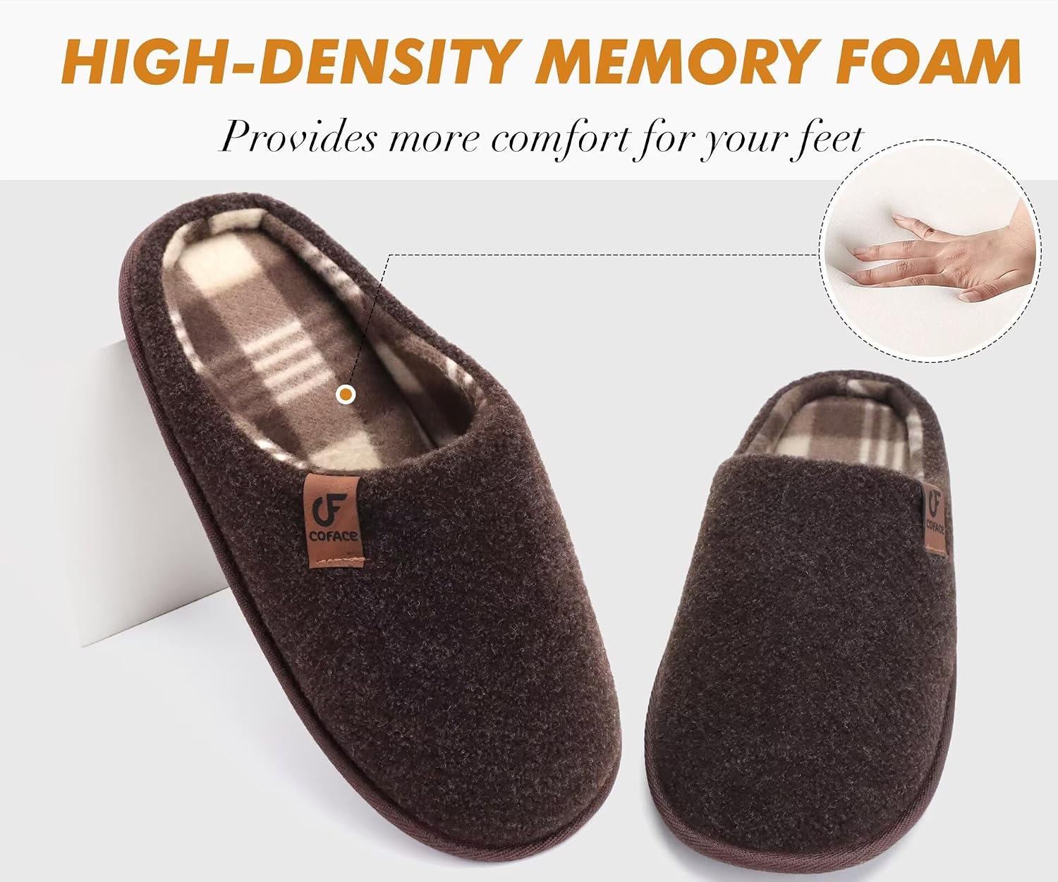 COFACE Mens Cozy Memory Foam Slippers Casual Warm Slip On House Shoes