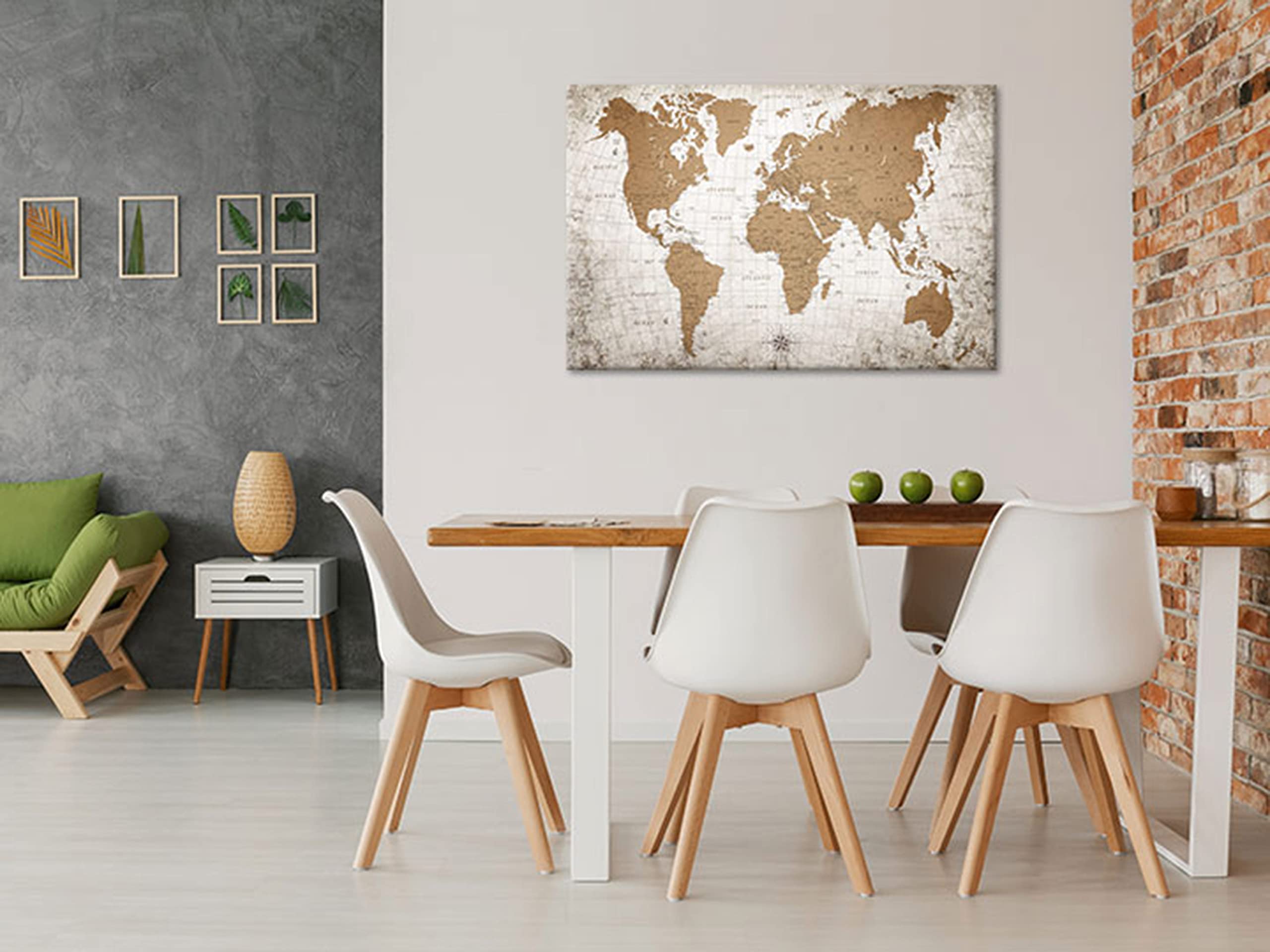 murando - Leinwandbild Map Vintage Kontinente, 120x80 cm, 1-teilig, modern