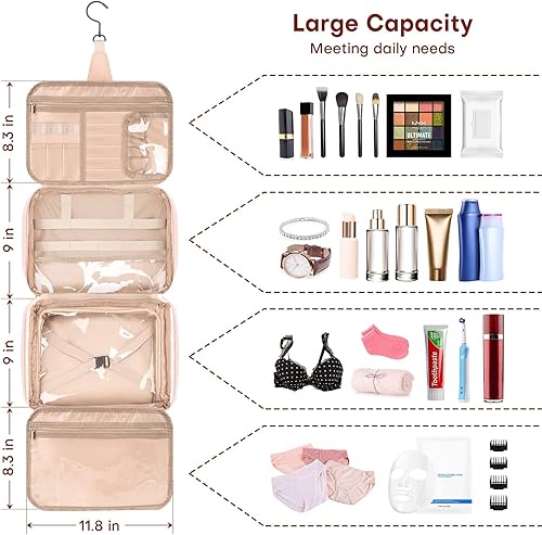 Miniatura 2 de Neceser de viaje colgante para hombres, bolsa de maquillaje grande para mujeres, resistente al agua, de piel sintética, bolsa de afeitar para