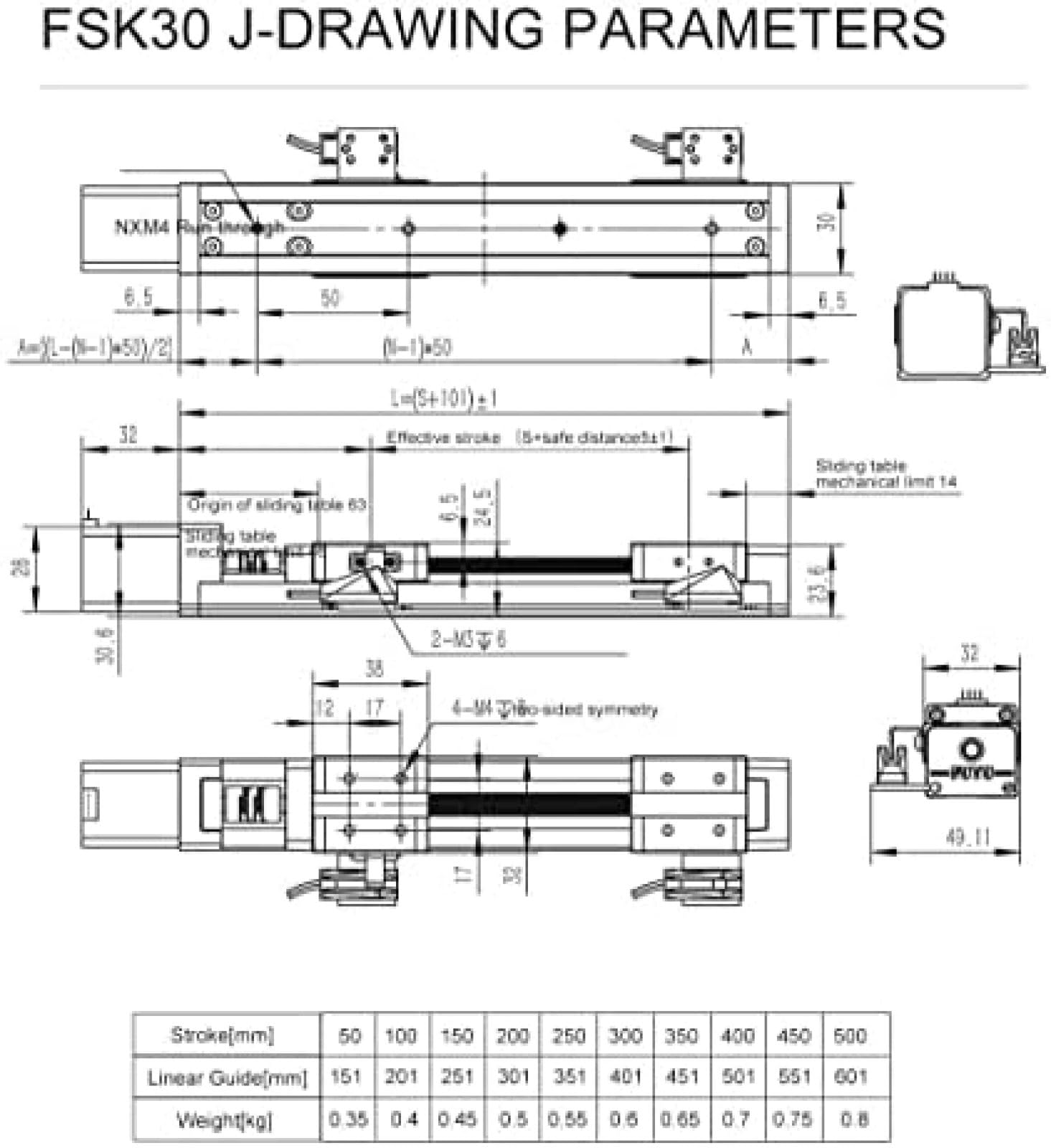 HUAJUEJUE Mini-Lineareinheit – 200 Mm, NEMA 14 Schrittmotor, Tr8x4 Spindel, Für CNC & Bewegung