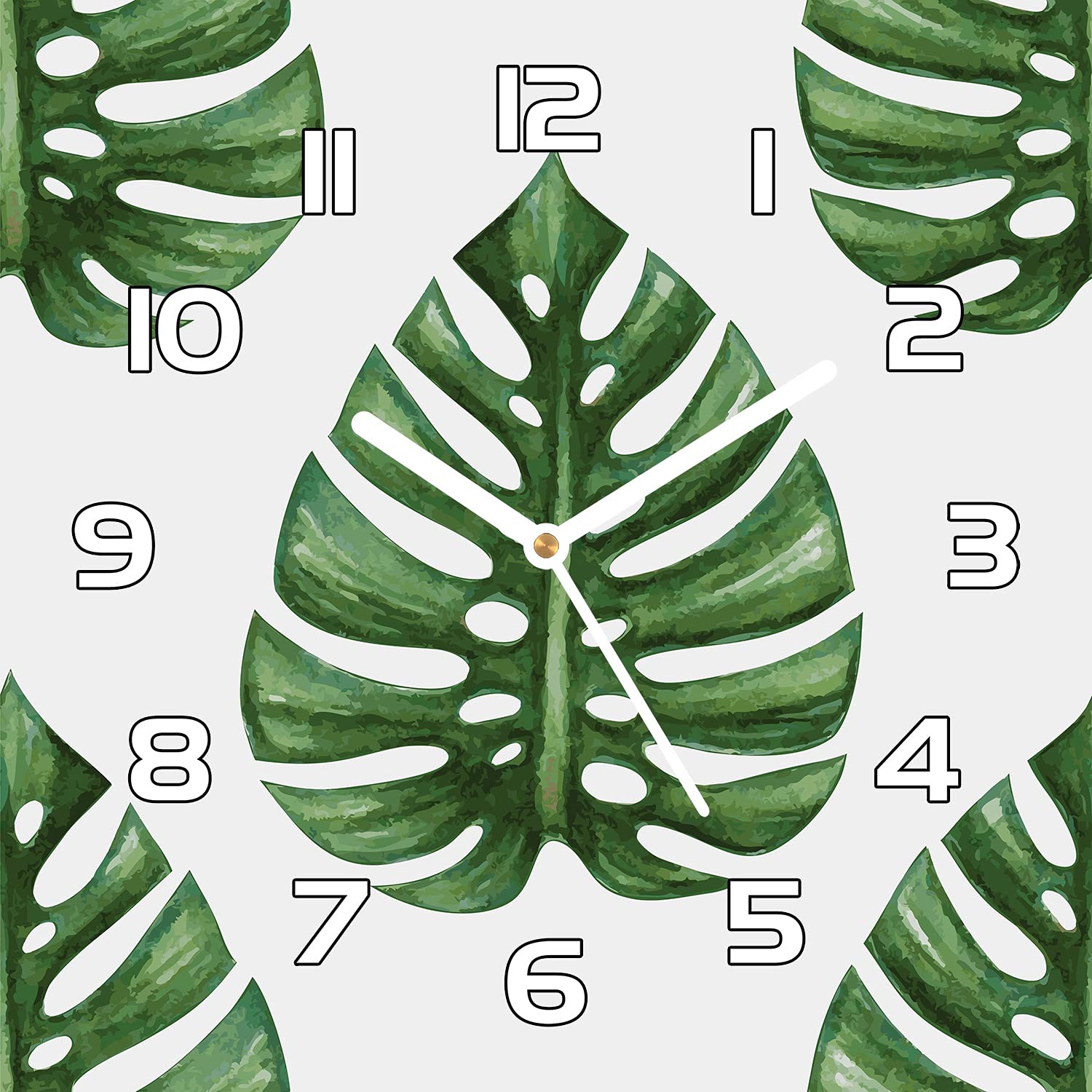 Horloge moderne en verre Monstera pour une ambiance zen chez soi