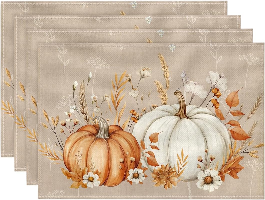 Artoid Mode Camel Pumpkins Wheat Fall Placemats Set of 4