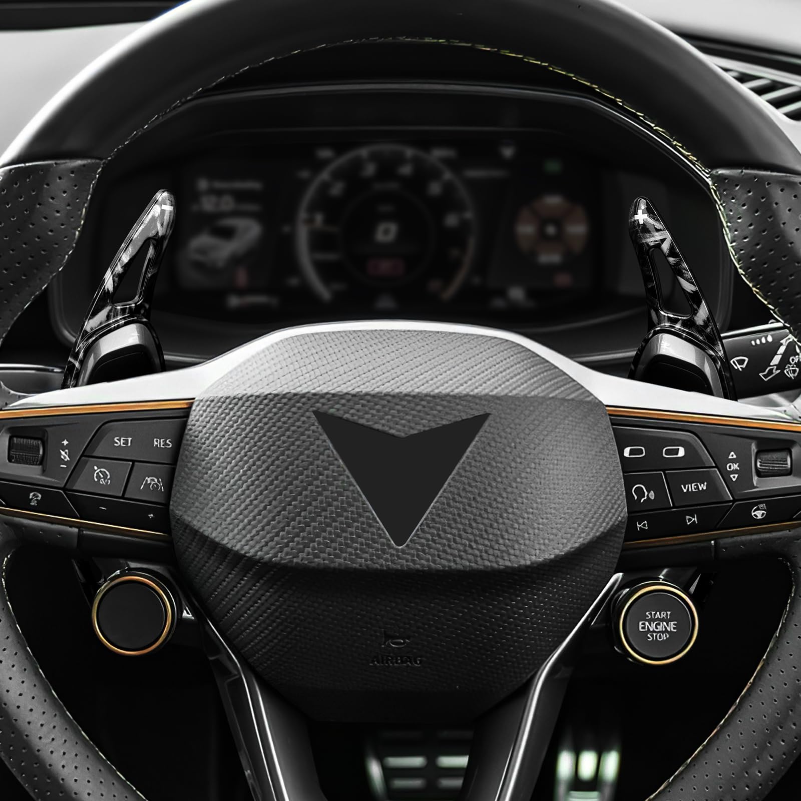 KUNGKIC Extension de bascule de volant ABS pour Seat Cupra Leon Ateca Formentor 2021 2022 2023 2024 2025 (motif forgé)