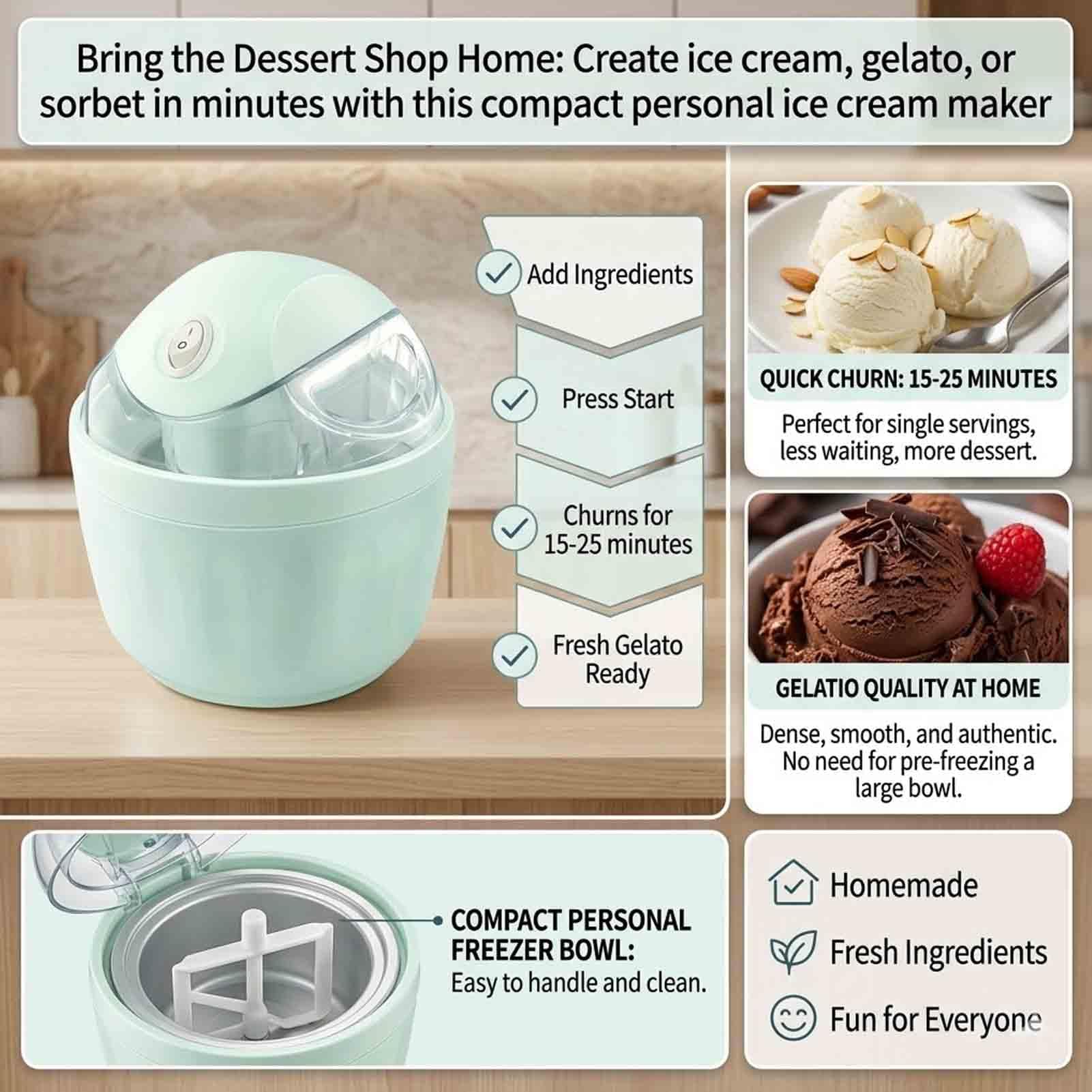 Heladeras Hacer Helado, Ice Cream Maker Maquina de Helados Maquina para Hacer Helados Ice Cream Maker Machine Blue